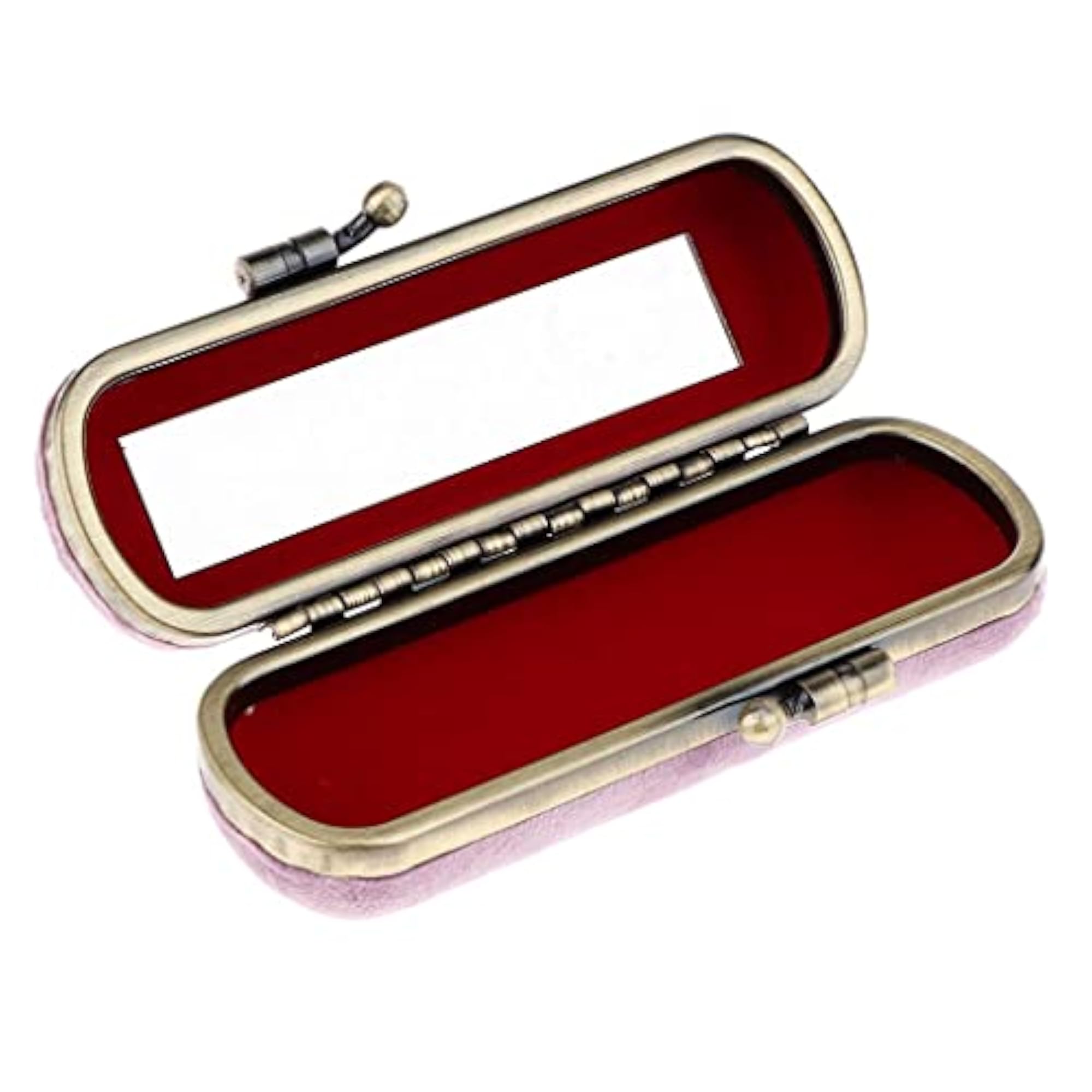 Pink Lipstick Holder Makeup Case with Mirror, Pocket Size